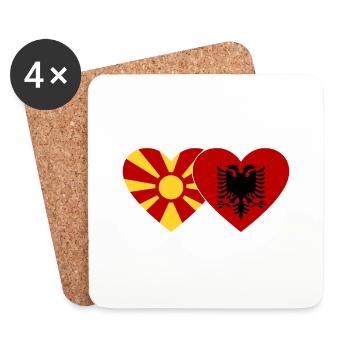Mazedonien Albanien Flagge Herz - Untersetzer (4er-Set) - Weiß - Vorne