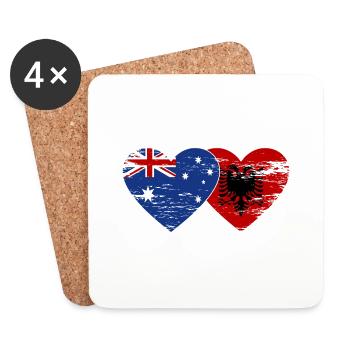 Australien Albanien Flagge Herz used - Untersetzer (4er-Set) - Weiß - Vorne