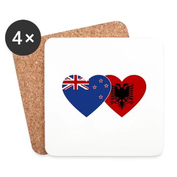 Neuseeland Albanien Flagge Herz used - Untersetzer (4er-Set) - Weiß - Vorne