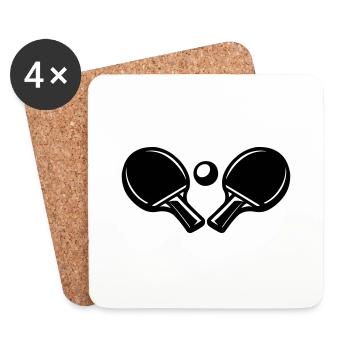 Icône de la batte de tennis de table - Dessous de verre (lot de 4) - blanc - Devant