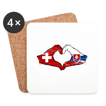 Schweiz Slowakei Flagge Hände Herzform used - Untersetzer (4er-Set) - Weiß - Vorne