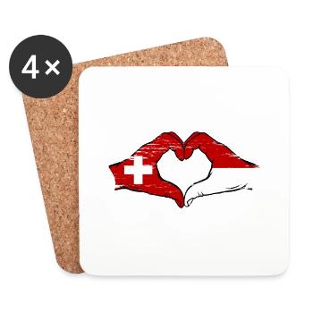 Suisse Monaco Drapeau Aiguilles Coeur Utilisé - Dessous de verre (lot de 4) - blanc - Devant