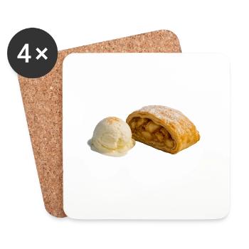 Apfelstrudel mit Vanilleeis - Coasters (set of 4) - white - Front