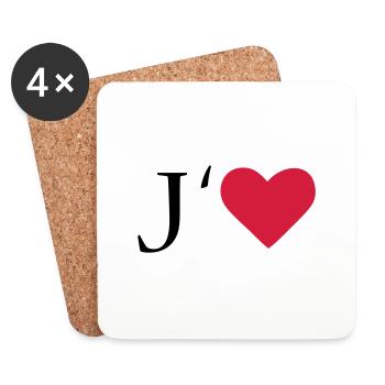 I love - Dessous de verre (lot de 4) - blanc - Devant