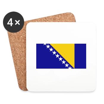 bosnien, bosnia, Fahne, Flagge - Untersetzer (4er-Set) - Weiß - Vorne