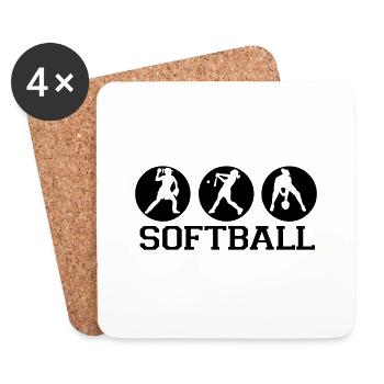 softball_dicke_linien - Coasters (set of 4) - white - Front