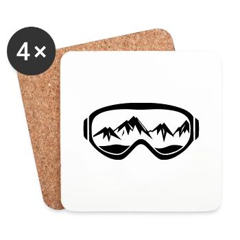 Skibrille T-Shirt Design - Untersetzer (4er-Set) - Weiß - Vorne