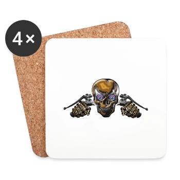 Counter Skull Biker - Dessous de verre (lot de 4) - blanc - Devant
