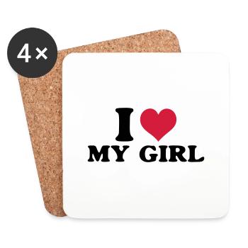 j'aime ma fille de - Dessous de verre (lot de 4) - blanc - Devant