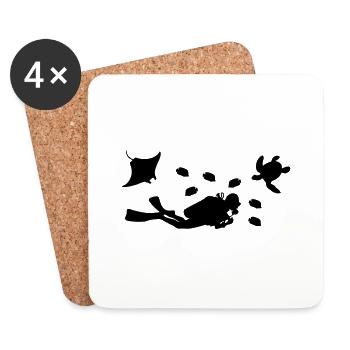 diver diving - Coasters (set of 4) - white - Front