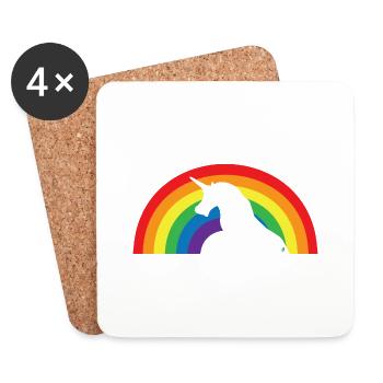 Einhorn Regenbogen - Untersetzer (4er-Set) - Weiß - Vorne