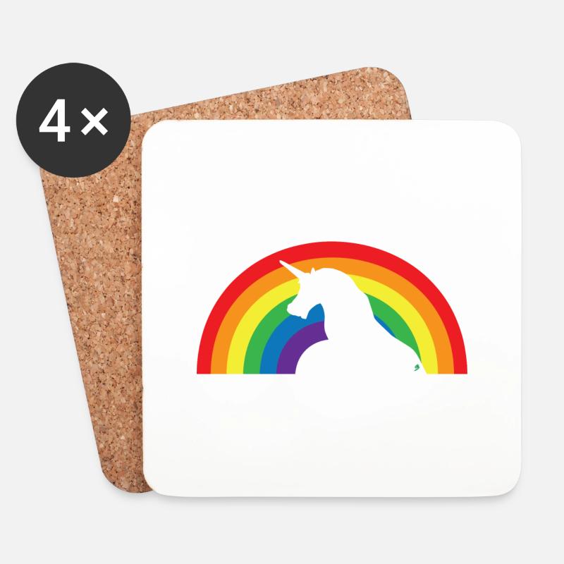 Einhorn Regenbogen - Untersetzer (4er-Set) - Weiß
