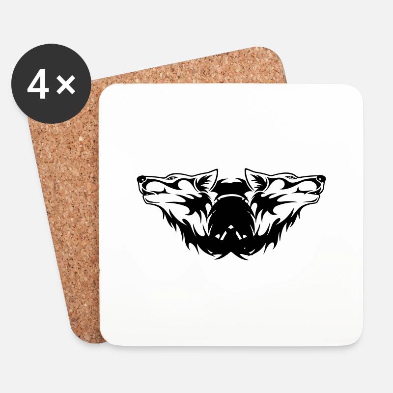 Doppel-Wolf Logo - Untersetzer (4er-Set) - Weiß