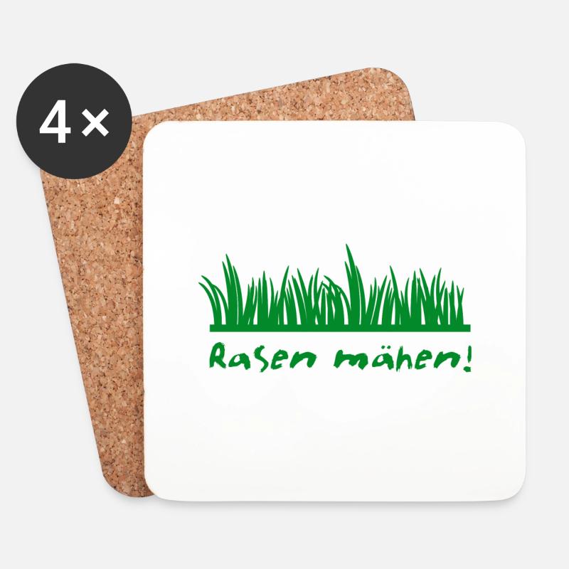 Rasen mähen - Untersetzer (4er-Set) - Weiß