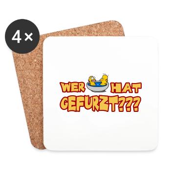 Wer hat gefurzt - Untersetzer (4er-Set) - Weiß - Vorne