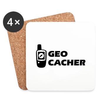 Geocaching GPS Geocacher - Untersetzer (4er-Set) - Weiß - Vorne
