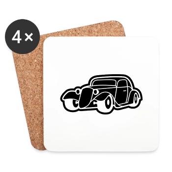 1 colors - Hot Rod Oldtimer Custom Cars Automobil - Coasters (set of 4) - white - Front