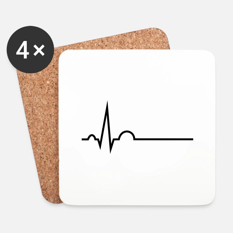 EKG mit Namenslinie - Untersetzer (4er-Set) - Weiß