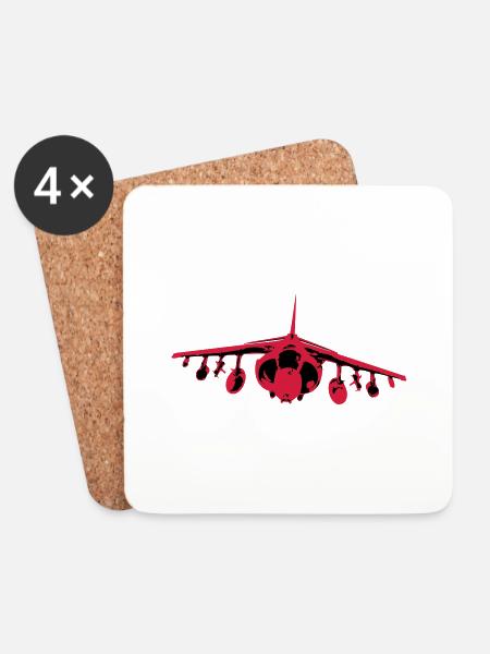 Harrier Front - Coasters (set of 4) - white