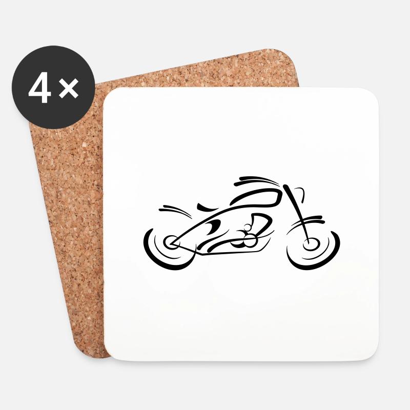 Coffee Racer Motorrad - Untersetzer (4er-Set) - Weiß