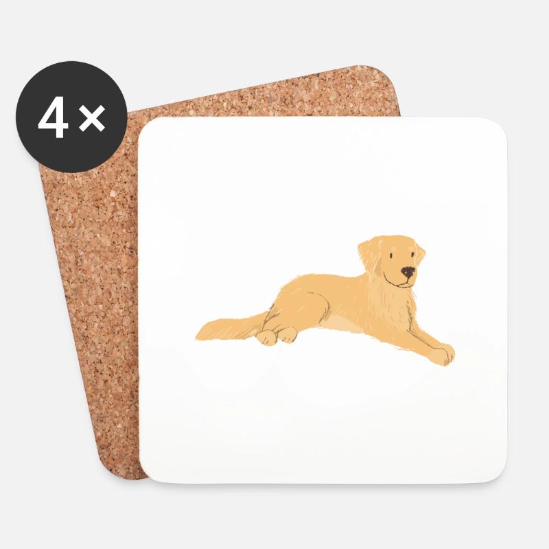 Golden Retriever - Untersetzer (4er-Set) - Weiß