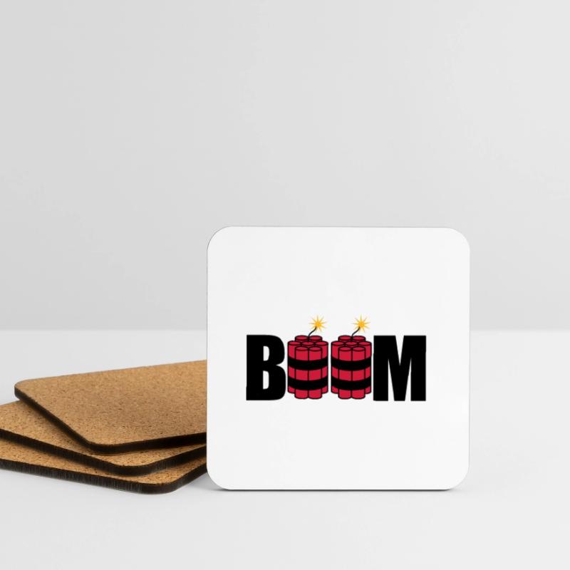 boom lit tnt dynamite explode explosion Coasters (set of 4)