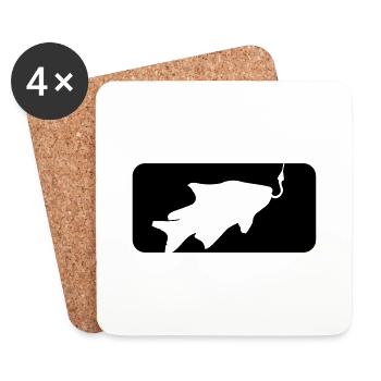 bouton sport logo attrapé pêche poisson nage - Dessous de verre (lot de 4) - blanc - Devant