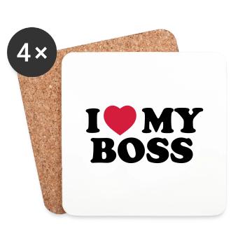 I love my boss - Untersetzer (4er-Set) - Weiß - Vorne