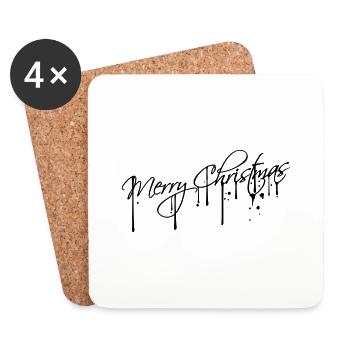 graffiti drops spray stamp merry christmas white - Coasters (set of 4) - white - Front