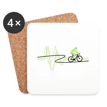 Road Bike Heartbeat - Coasters (set of 4) - white - Front