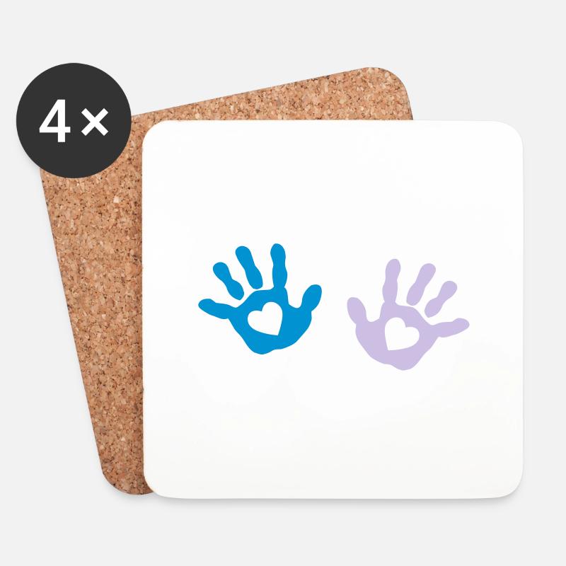 Baby - Handabdruck - Herz - Untersetzer (4er-Set) - Weiß