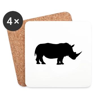 Rhinoceros - Coasters (set of 4) - white - Front