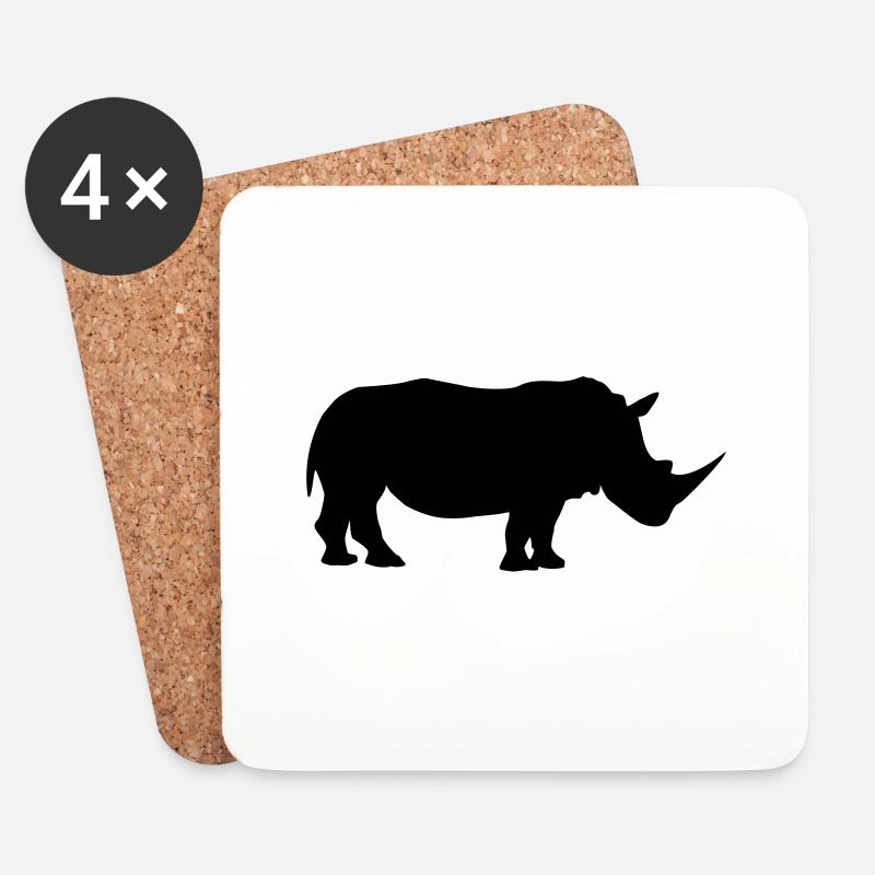 Nashorn - Untersetzer (4er-Set) - Weiß