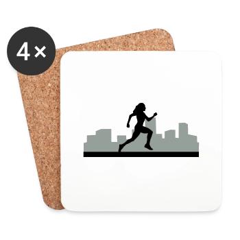 coureuse, courir, running, run - Dessous de verre (lot de 4) - blanc - Devant
