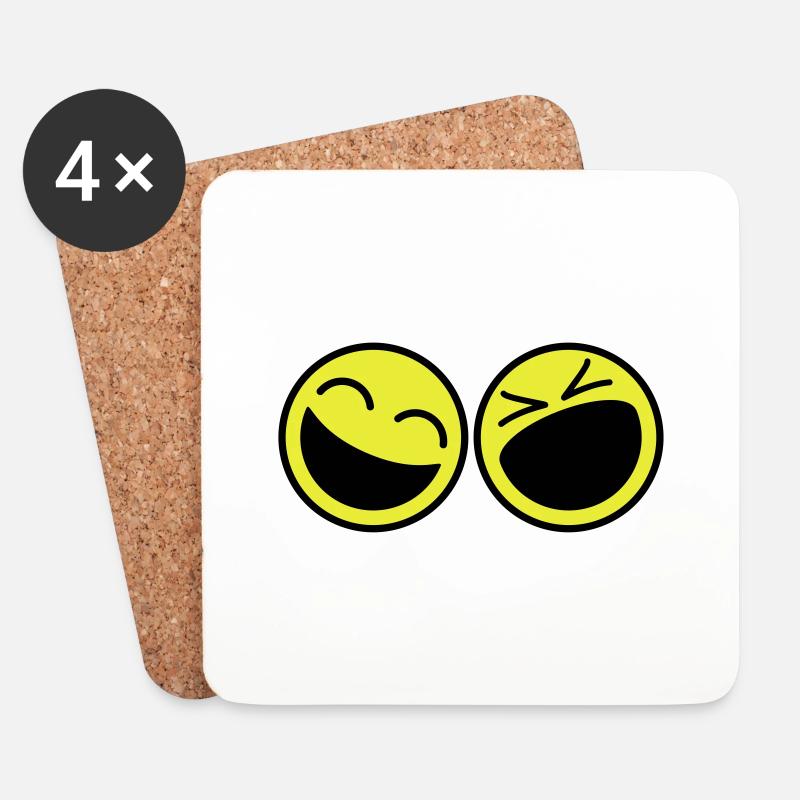 Smileys - Untersetzer (4er-Set) - Weiß