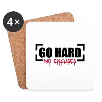 Go Hard No Excuses - Coasters (set of 4) - white - Front