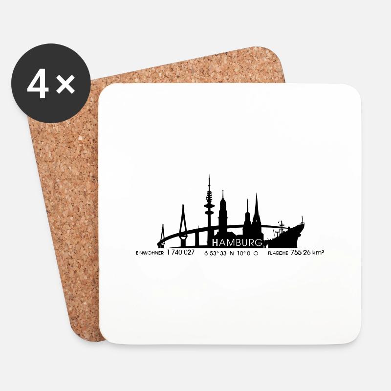 Hamburg Skyline - Untersetzer (4er-Set) - Weiß