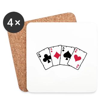 Cartes Poker - Cartes Poker - Dessous de verre (lot de 4) - blanc - Devant