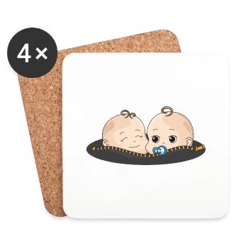 Zwillinge Baby Schnuller Geschenk Babybauch - Untersetzer (4er-Set) - Weiß - Vorne
