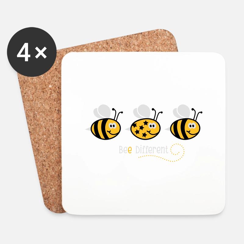 Be different - be yourself - Biene - Bee - 3C - Untersetzer (4er-Set) - Weiß