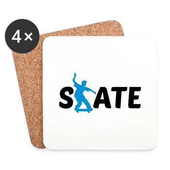 logo skate text skateboard stunt trick fahren spas - Untersetzer (4er-Set) - Weiß - Vorne