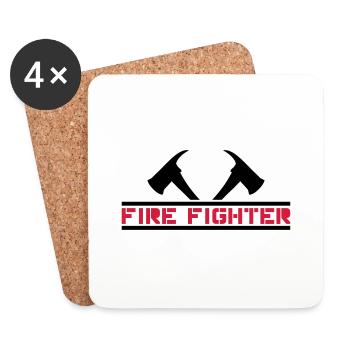 pompier de feu 2 axes - Dessous de verre (lot de 4) - blanc - Devant