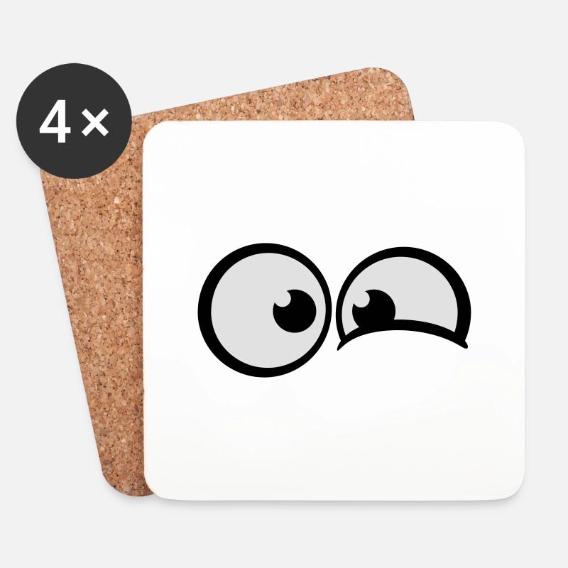 Ängstliche Comic Augen - Untersetzer (4er-Set) - Weiß