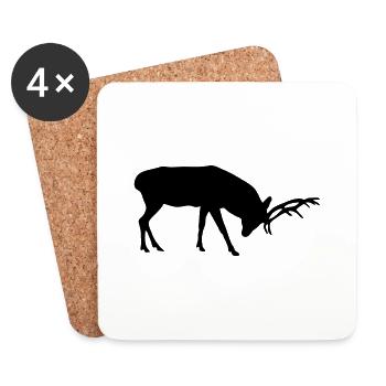 deer - antler - hunting - hunter - Coasters (set of 4) - white - Front