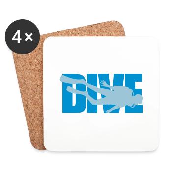 text dive logo sport taucher spass verein unterwas - Untersetzer (4er-Set) - Weiß - Vorne