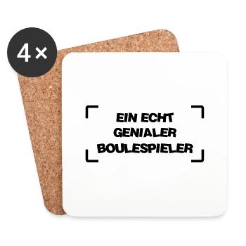 Boulespieler / Boulespielerin / Petanque / Boule - Untersetzer (4er-Set) - Weiß - Vorne