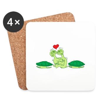 Naked Turtles Making Love - Coasters (set of 4) - white - Front