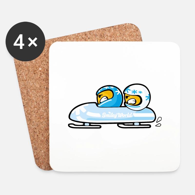 Smiley Bobsleigh - Untersetzer (4er-Set) - Weiß