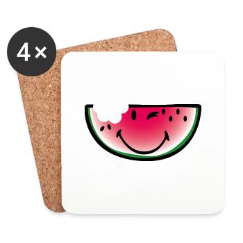Smiley Watermelon - Untersetzer (4er-Set) - Weiß - Vorne