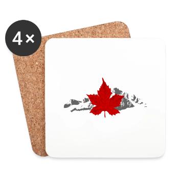 Canada - Maple Leaf & Mountain - Untersetzer (4er-Set) - Weiß - Vorne